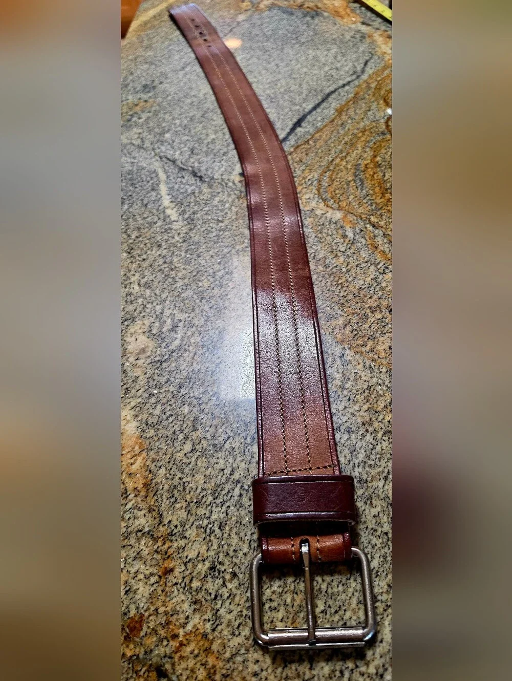 Classic Brown Leather Belt with Silver Buckle SML/MED